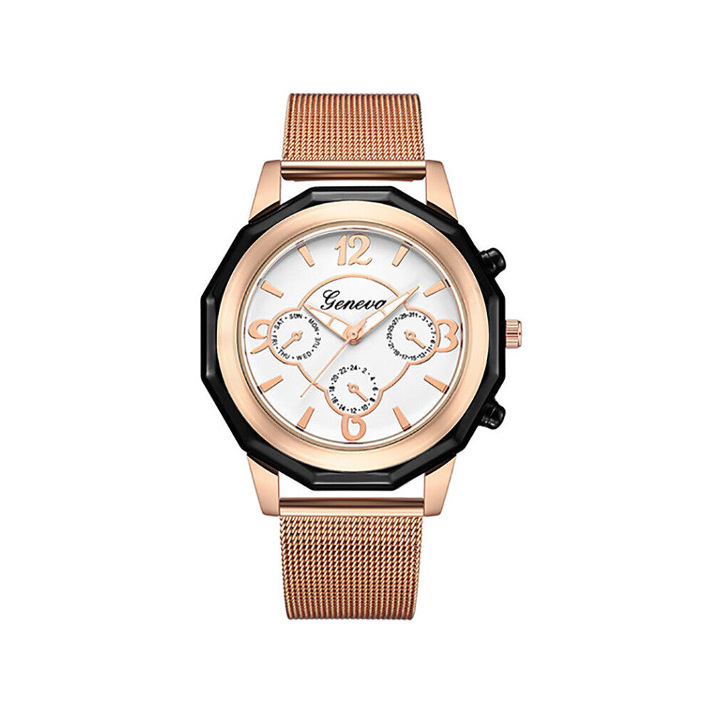 Women Wristwatches Rose Dial Bracelet Stainless Steel Strap Lidies Quartz Watches Clock relogio feminino