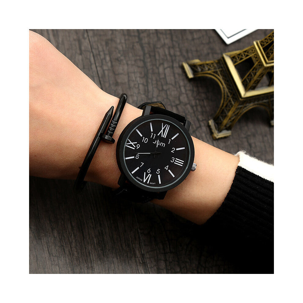 Leather Band Watch Romantic Big Dial Watch Wristwatch Women Men Clock Quartz Watches Women Clock