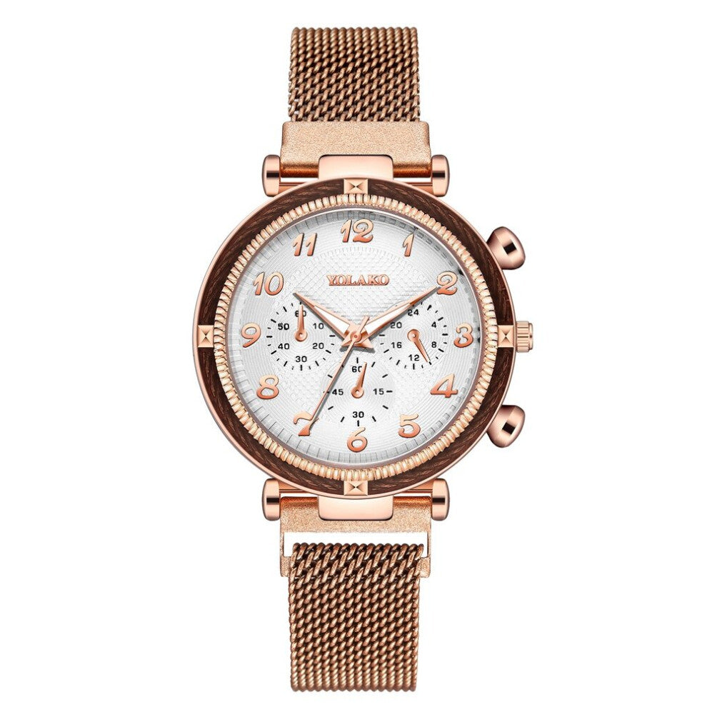 Women Watches Casual Wristwatch Decorative Three Eyes Digital Scale Magnetic Buckle Watch Clocks Relogio Feminino