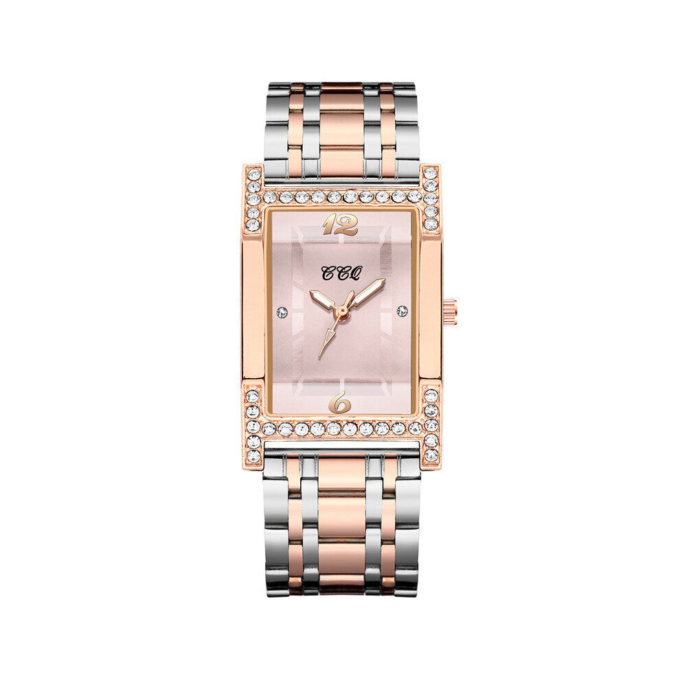 Rhinestone Women Watches Rectangle Stainless Steel Band Quartz Wrist Watches Relogio Feminino Montre Femme