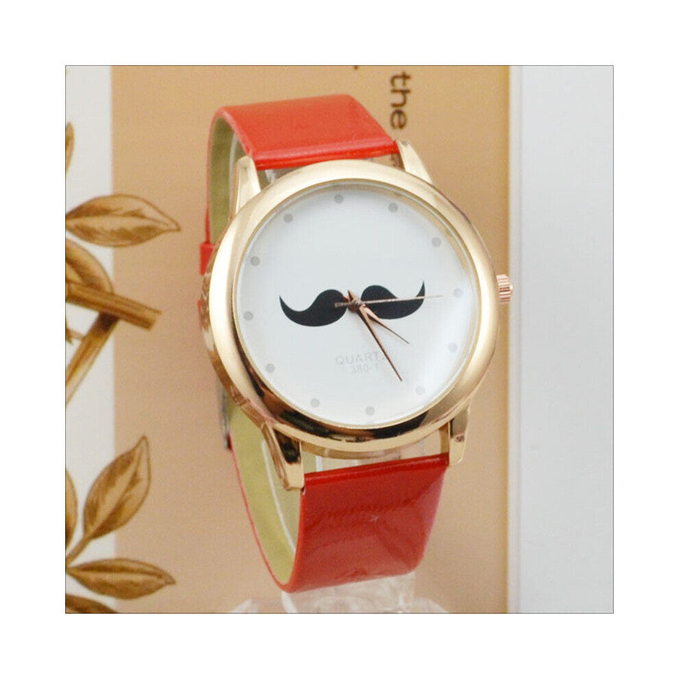Ladies Watches Pink Leather Belt Mustache Watch Women Bonjour Beard Table Watch Women Watches bayan kol saati