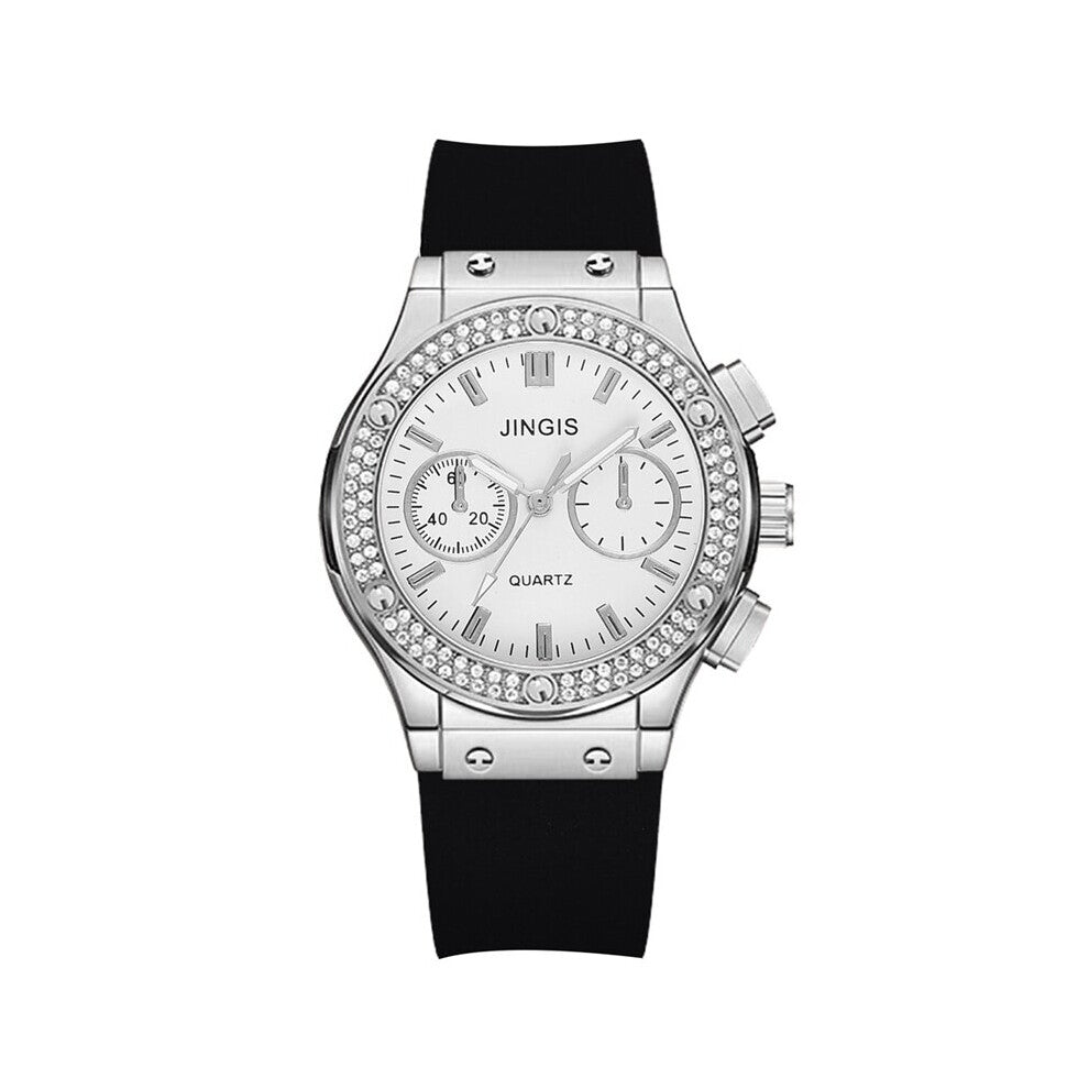 Rubber Women Watches Casual Diamond Female Quartz Wristwatches Sport Clocks Relogio Feminino
