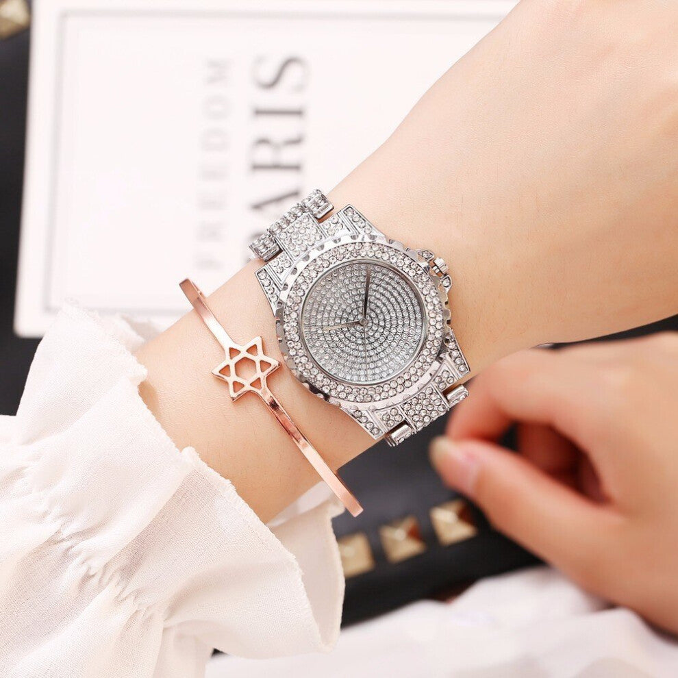 Women Stainless Steel Full Diamond Wrist Watches Casual Ladies Quartz Watch Clock Relogio Feminino