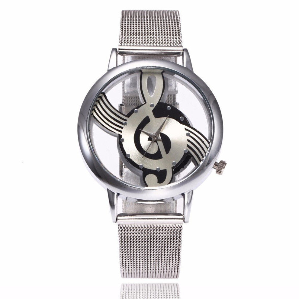 Watches Music Women Watch Mesh Belt Silver Hollow Notation Gift Clock Quartz Note Zegarek Ladies Damski