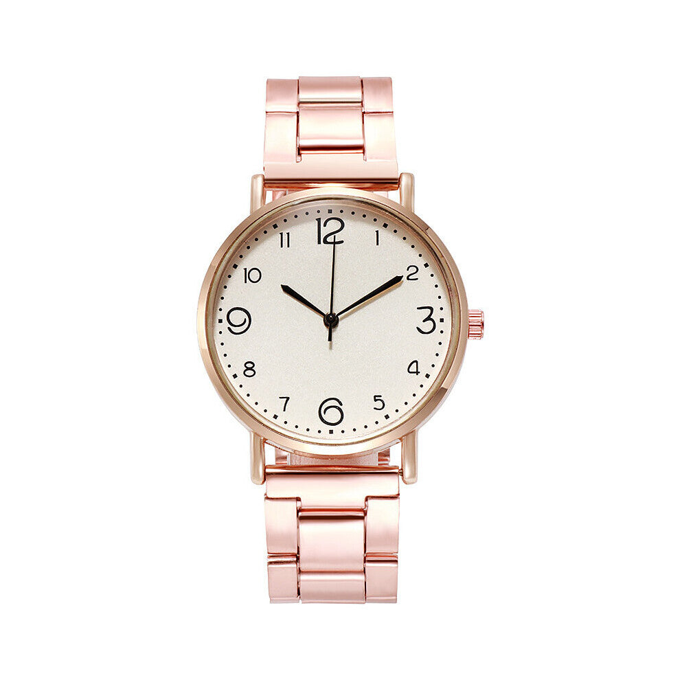 Big Dial 2PCS Watch Set Women Ladies Rose Quartz Wristwatches Women Ladies Dress Watches Reloj