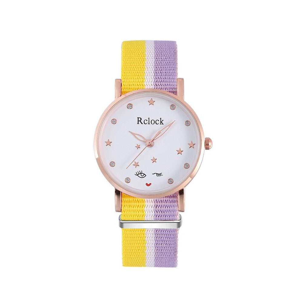Canvas Strap Crystal Schoolgirl Quartz Watches Accessories Girl