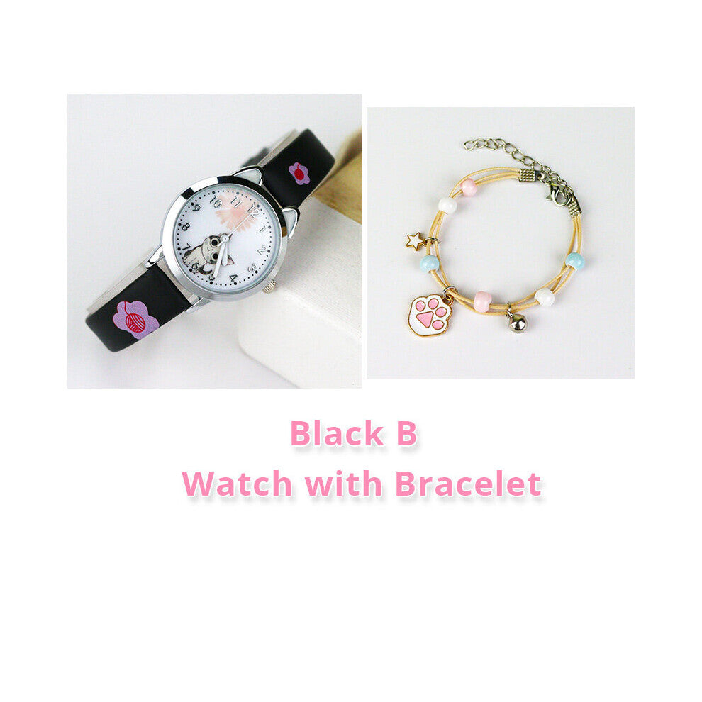 Cheese Cat Pattern Women Watch with Bracelet Quartz Analog Ladies Watches Kids Girls Student Clock Gift Relogio Feminino