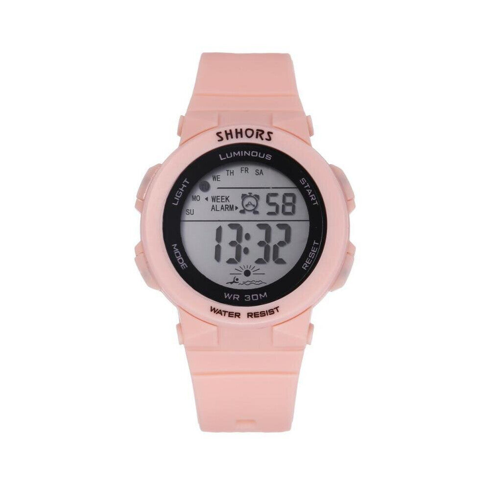 Led Digital Watches Women Girls Children Sports Watches Shhors Pink Silicone Multi-functional Electronics Wristwatches