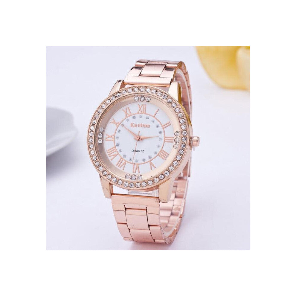 Women's Watches Rhinestone Crystal Stainless Men's Quartz Clock Analog Steel Watch Waterproof Wrist Watches