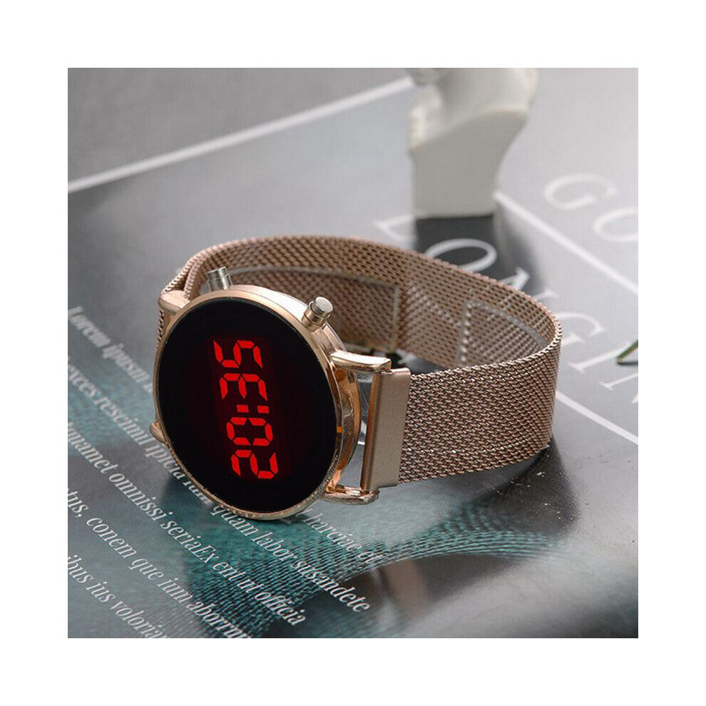 Ladies Rose Clock Belt Drop Quartz Digital Stainless For Watches Watch Red Women Dial Steel Magnet