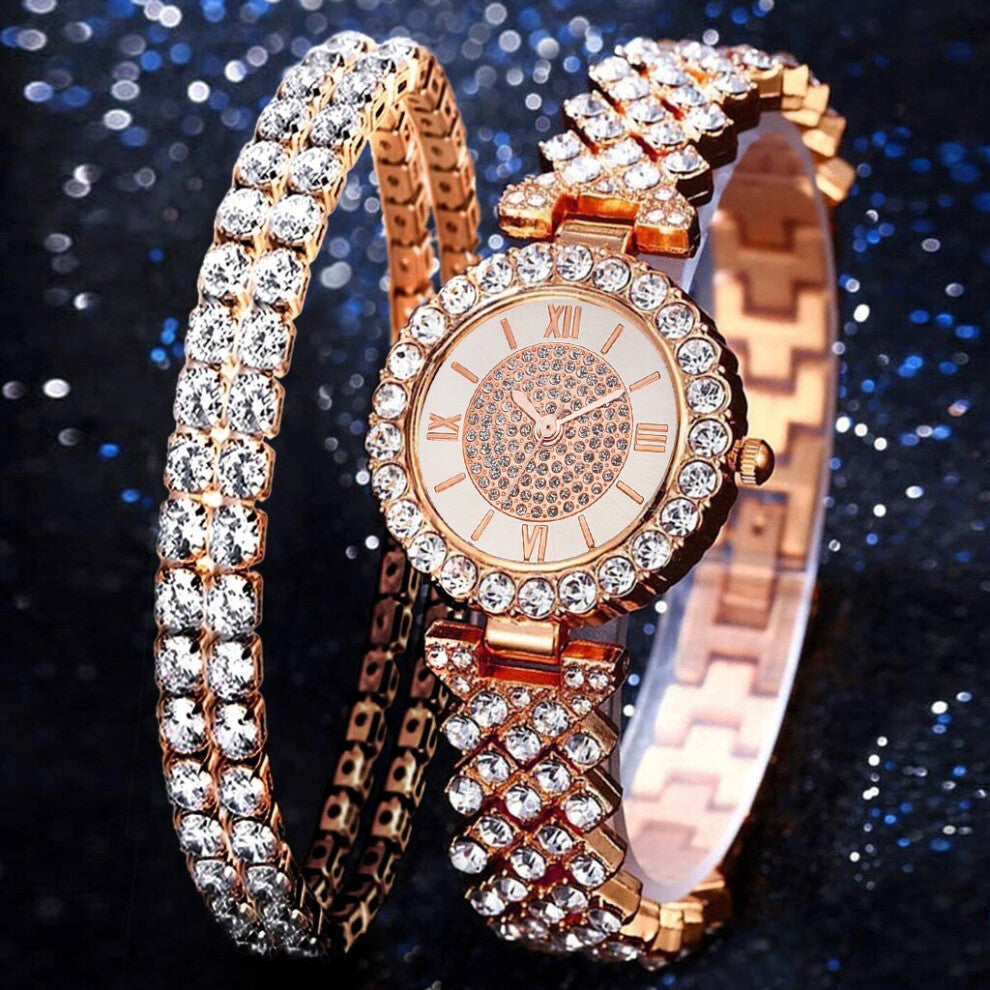 Rhinestone Women Watches Set Wristwatch Ladies Quartz Watch For Women Crystal Clock Relogio Feminino