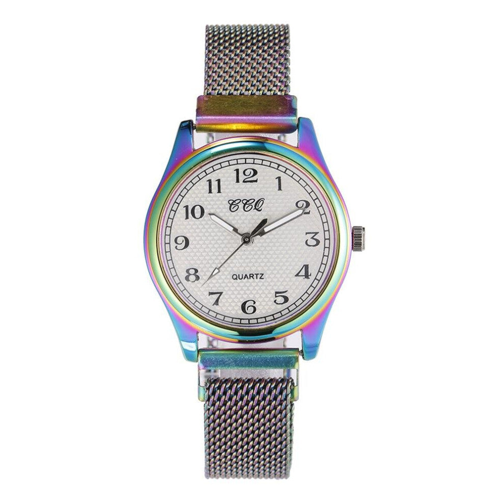 Rainbow Colorful Watches Bracelet Clocks Quartz Watch Women Magnet Buckle Watch Ladies Quartz Digital Dial