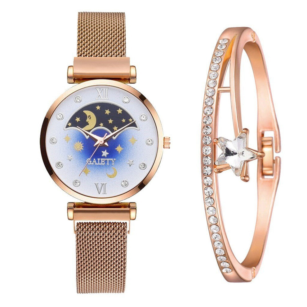 Women Round Watch Ladies Quartz Magnet Strap Gradient Watches Relogio Feminino For Gift Clock