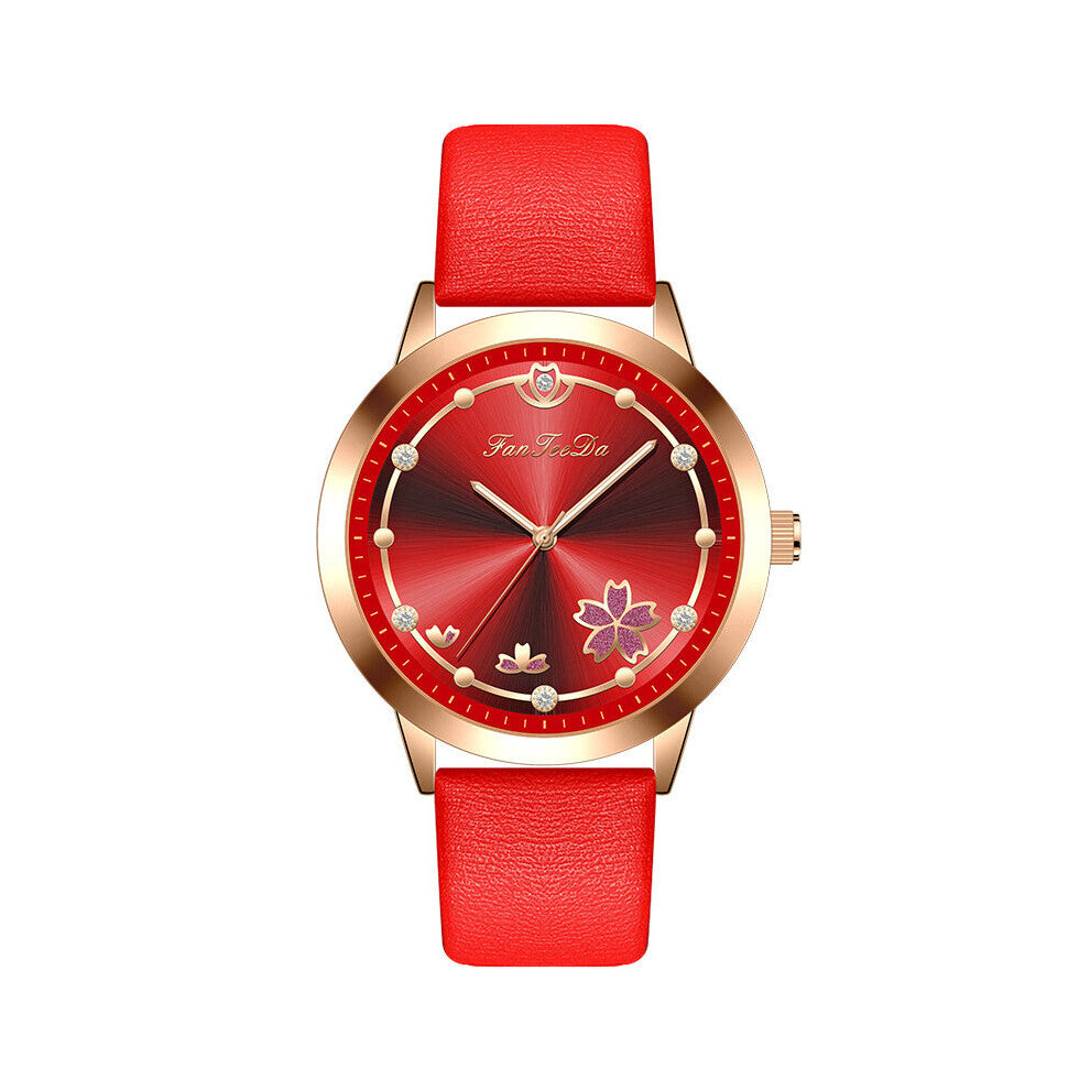 Style Flower Women's Watches Wristwatch For Women Ladies Quartz Leather Clock Hot
