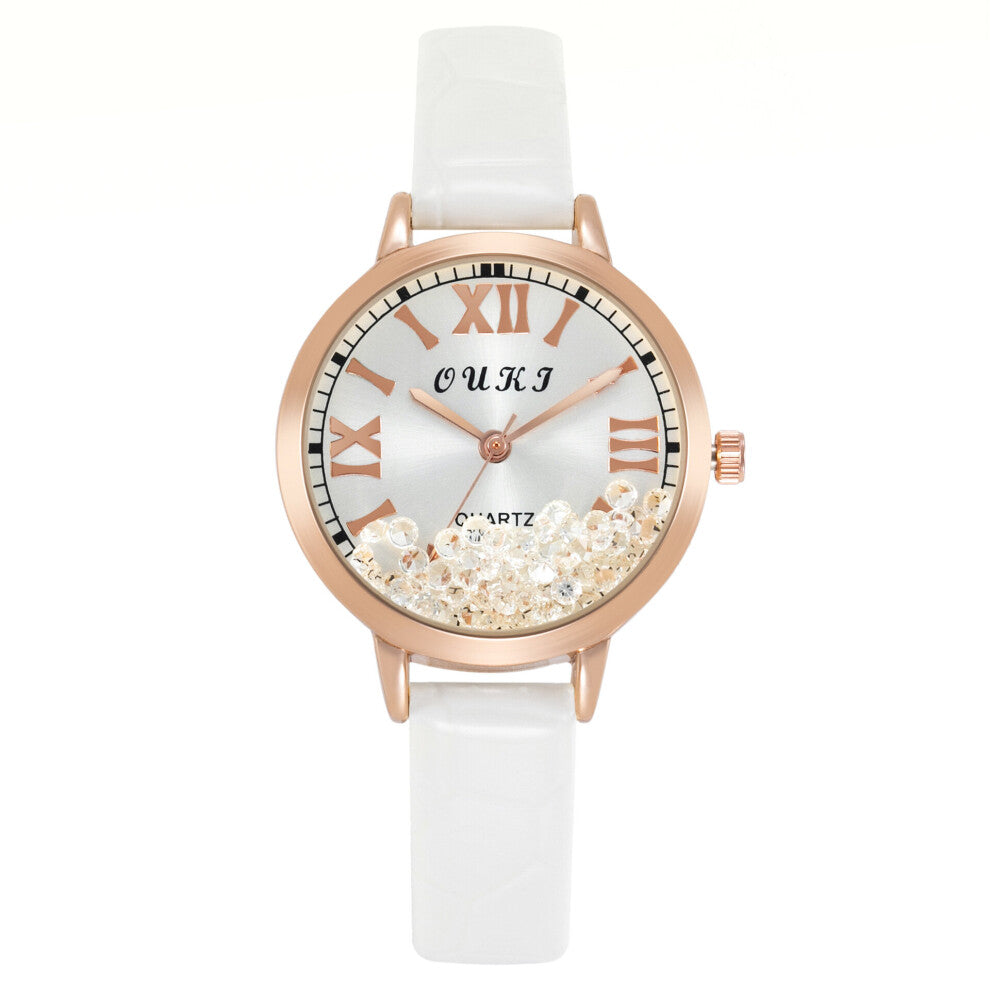Quartz Watch for Women Quicksand Rhinestone Leather Belt Female Ladies Relogio Feminino Not Mechanical Watches