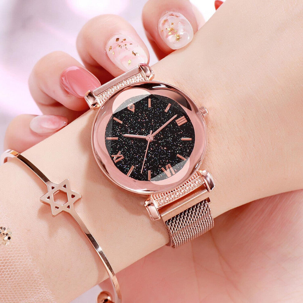 Women Watches Starry Sky Rose Magnet Rhinestones Quartz Wristwatch Ladies Female Watch Relogio Feminino
