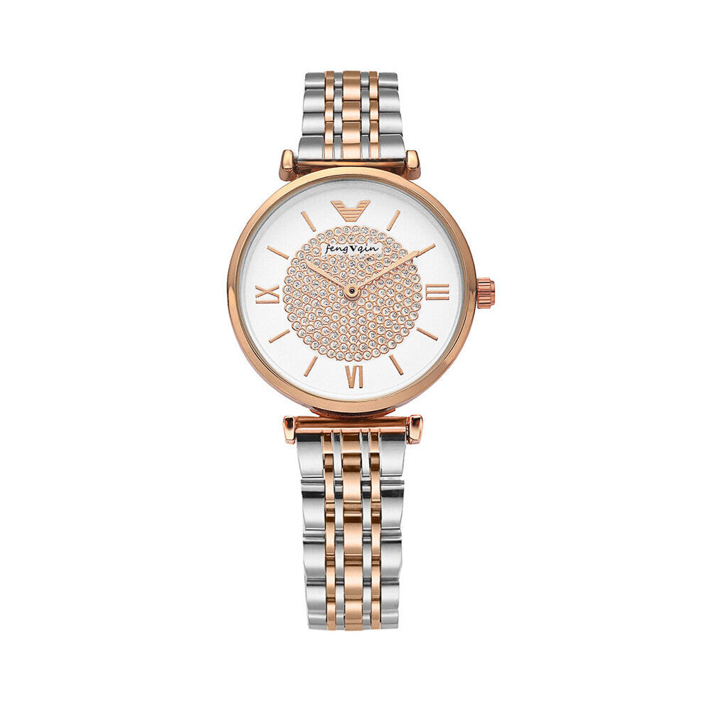 Women Quartz Watches for Women Magnetic Watch Ladies Sports Dress Golden Dial Wrist Watch Clock Stainless Steel Strap