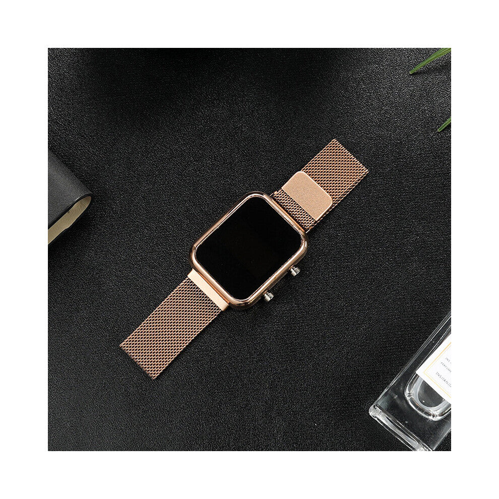 Women Watch Rose Stainless Steel Digital Magnet Watches for Women LED Wristwatch Ladies Dress Clock Relogio Feminino