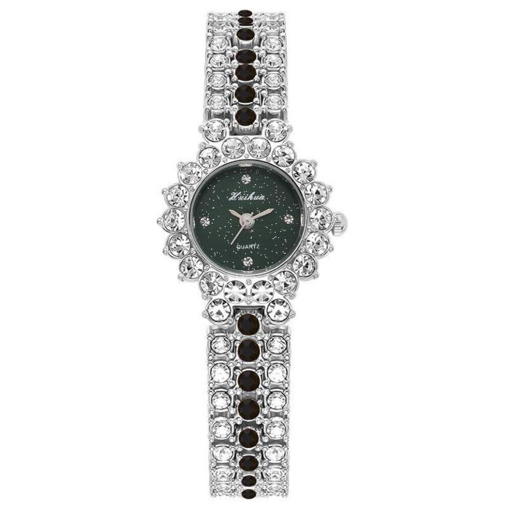 Diamond Women Watch Rhinestone Ladies Watches Green Dial Bracelet Clock Wrist Watches For Women Relogio Feminino