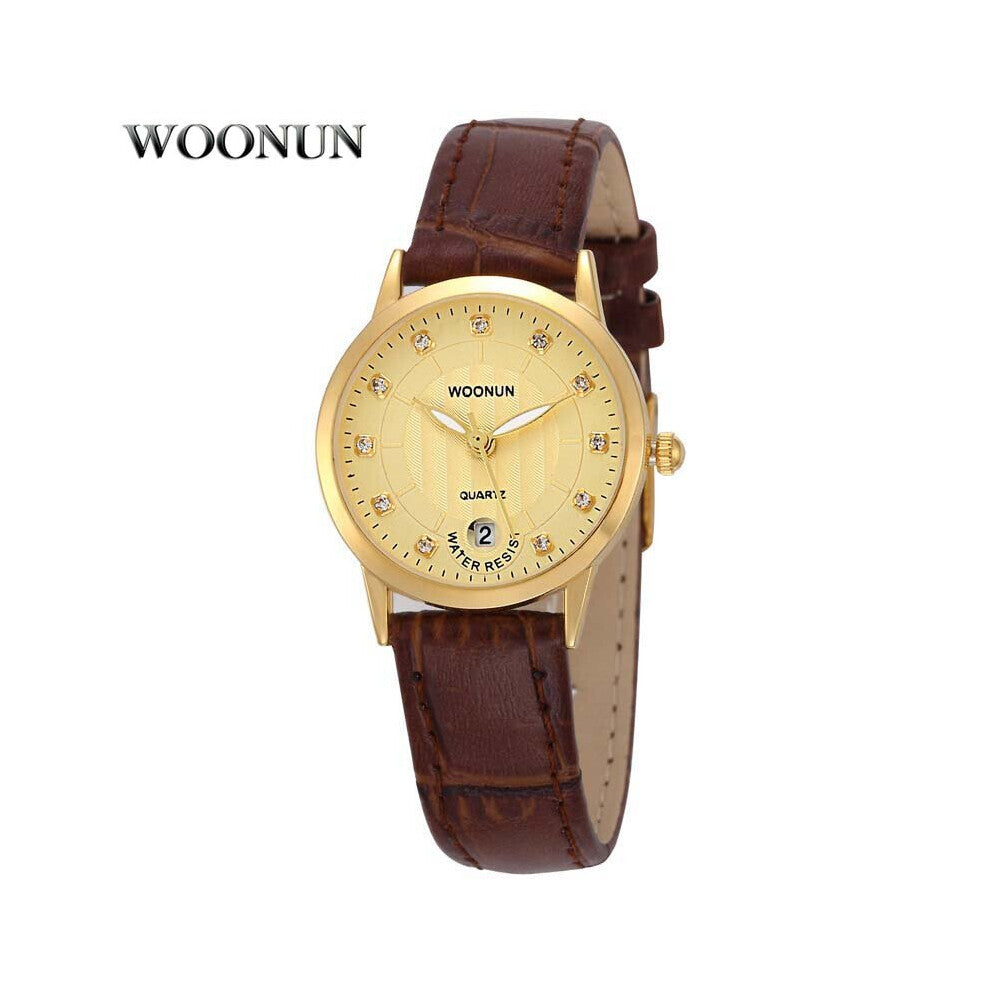 WOONUN Womens Watch Leather Quartz Wrist Watches For Women Ultra Thin Watches With Crystal Hodinky
