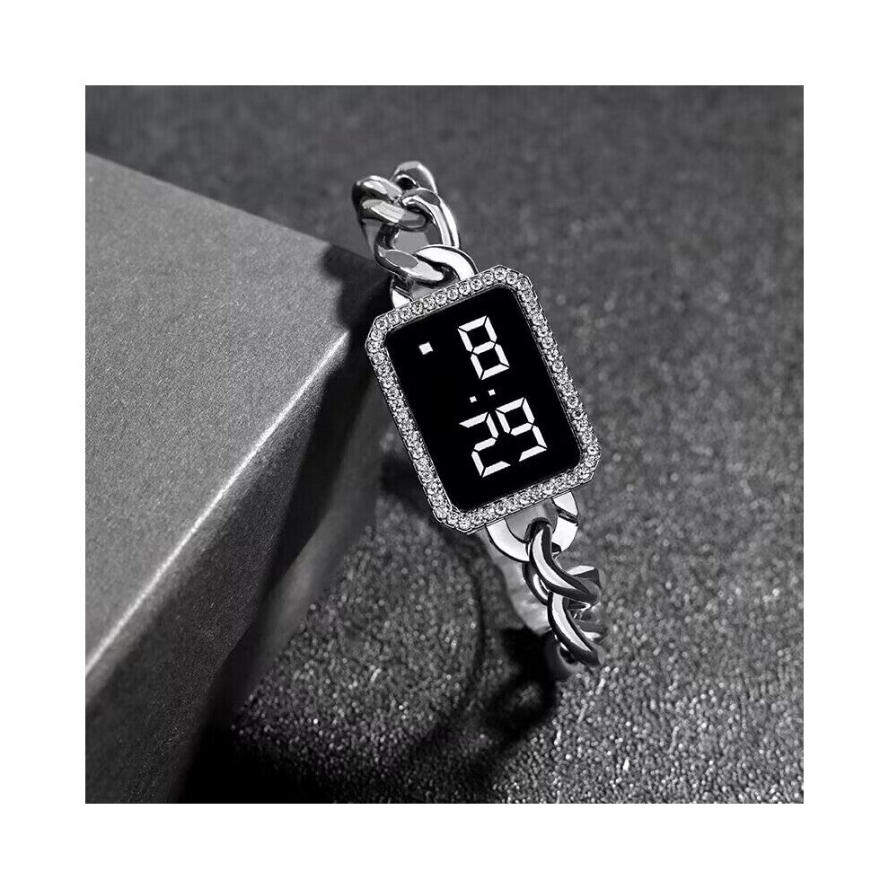 Rectangular leisure bracelet digital watch for women touch screen LED stainless steel women's watches