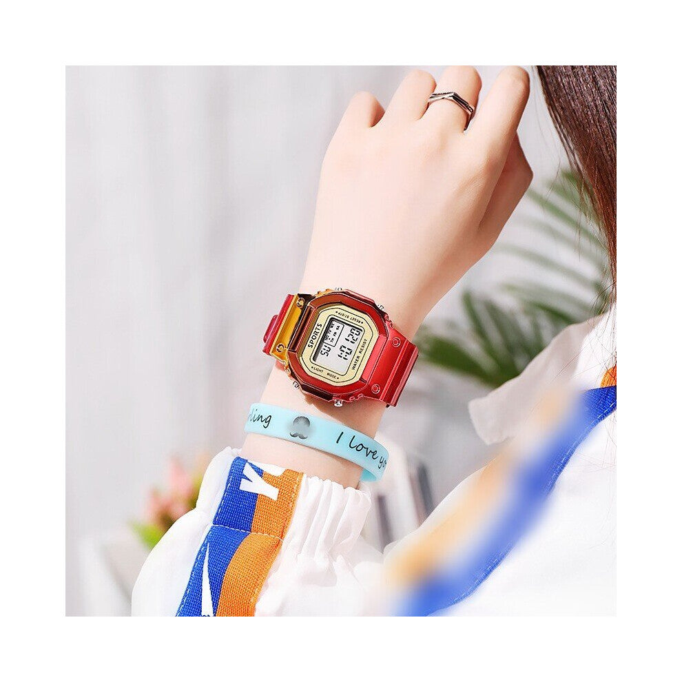 Women's Led Digital Smart Watch Sport Small Square Electronic Waterproof Wristwatch Multi-function Luminous Watches for Children