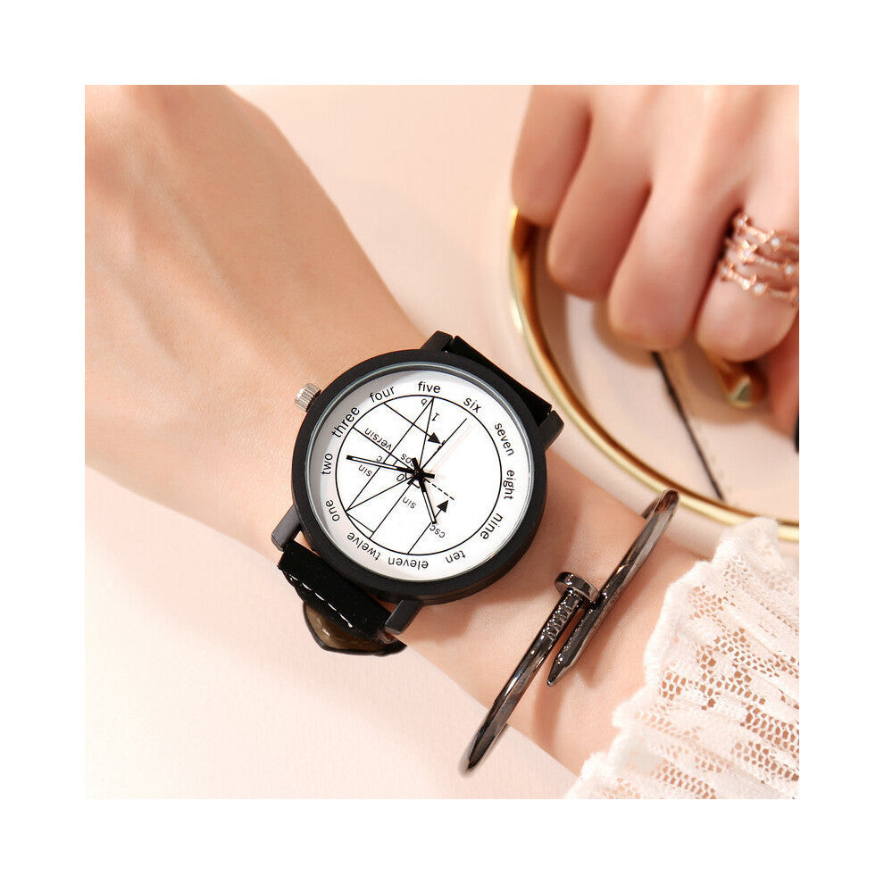 Womens Watch Leather Band Quartz Wristwatch Geometric Figures Lover Personaliz Couple Watches Masculino Relogio Feminino