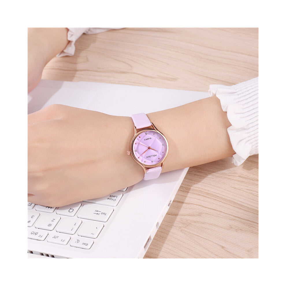 Rhinestone Women Watches Leather Band Ladies Dress Wristwatches Thin Dial Ladies Quartz Female Wristwatches
