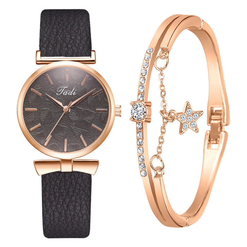 Ladies Watch+Bracelet Women's Watches Quartz Watch Ladies Casual Belt Watch Ladies Dial Quartz Clock Watch