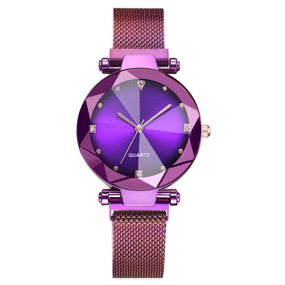 Women Mesh Magnet Buckle Starry Sky Watch Casual Ladies Geometric Surface Quartz Watches Relogio Feminino