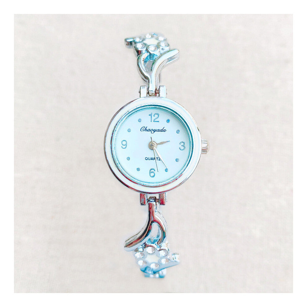 Watch Women Girl Flower Style Metal Alloy Band Quartz Bracelet Wrist Watches 946