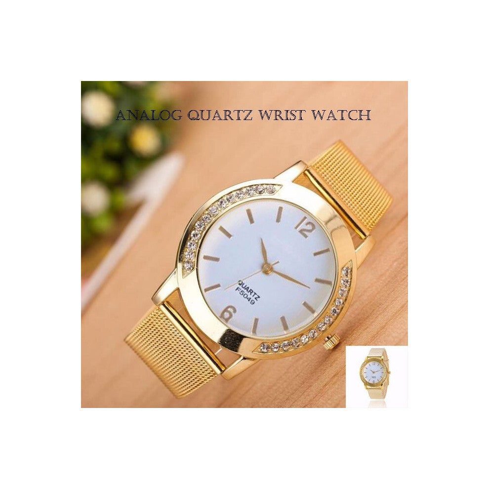 Women Crystal Golden Stainless Steel Analog Quartz Wrist Watch Quartz Watches Women ???? ??????? ???????? Relojes