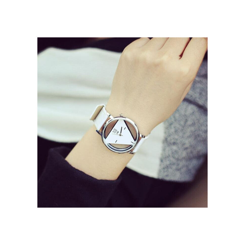 Wrist Watches For Women Unique Triangular Dial Female Watches Brown Leather Band Women Watch Hollowed-out Watch