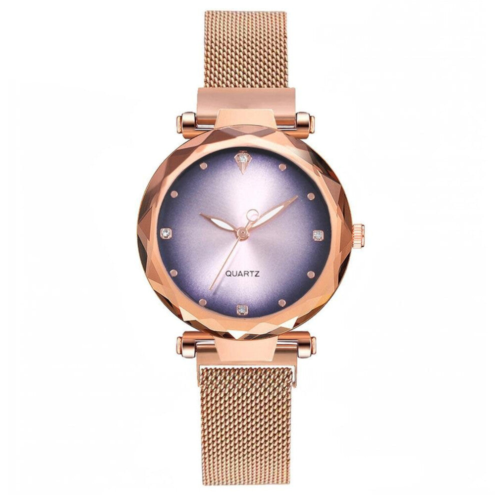 Women Watches Rose Starry Sky Magnetic Mesh Rhinestone Quartz Wristwatch Lady Diamond Quartz Watch Female Clock