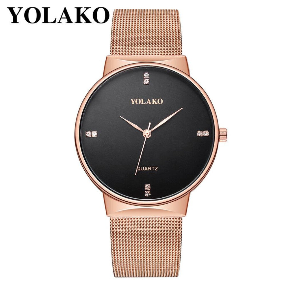 YOLAKO Watch Men Stainless Steel Mesh Belt Watch Women Diamond Quartz Watch Couple Watches For