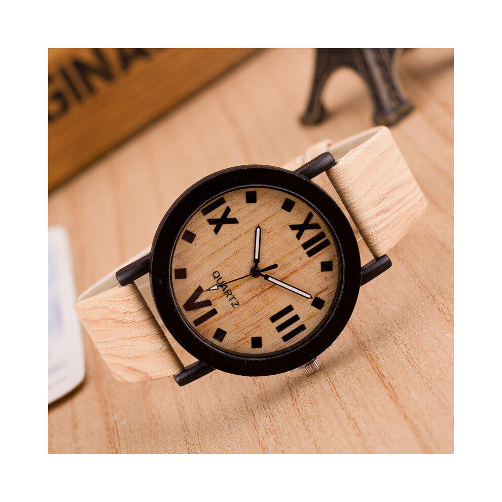 Wood Grain Women Watches Ladeis Quartz Wristwatches Leather Strap Female Wristwatch Leather Clock