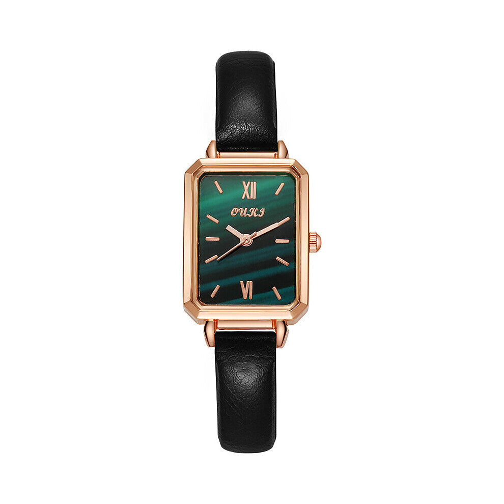 Luminous Diamond Vintage Green Square Dial Wrist Watch Watches for Women Clock