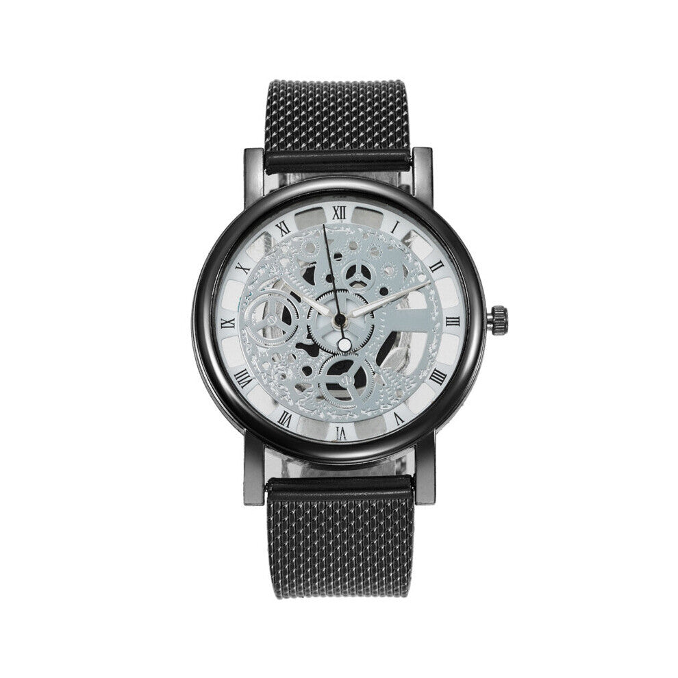 Personality Men Watches Skeleton Mechanical Quartz Wrist Watch Gift