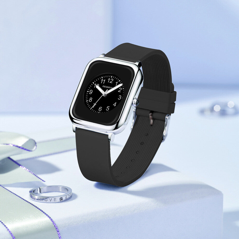 Square Rebirth Top Women Rubber Watch Band Wrist Watches Pink For Ladies Quartz Relogio Feminino Women's