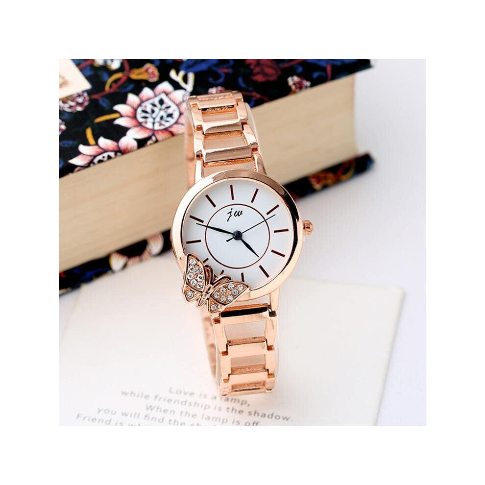 High Rose Stainless Steel Women Watch Casual Butterfly Quartz Wrist Dress Ladies Gift Watches
