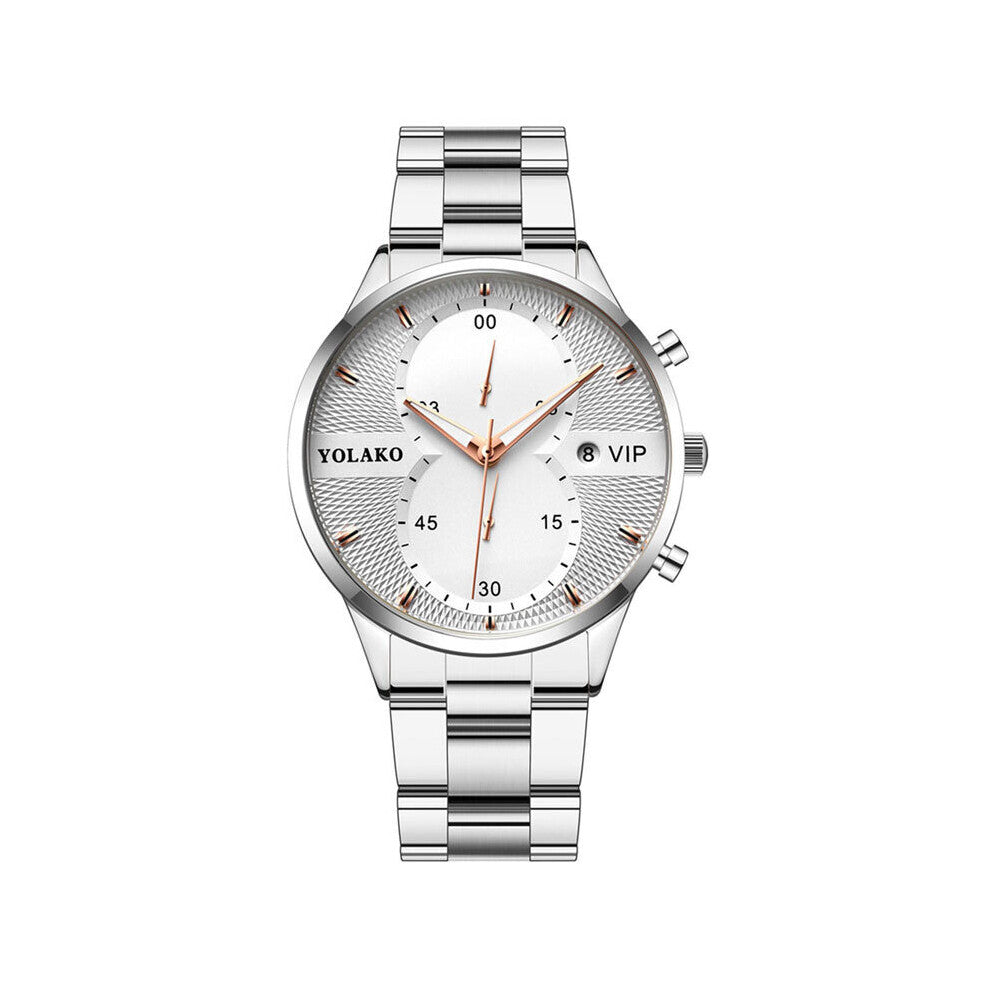 Watches for Men Yolako Leisure Men's Calendar Quartz Watch Business Stainless Steel Watch Pop Watch Men