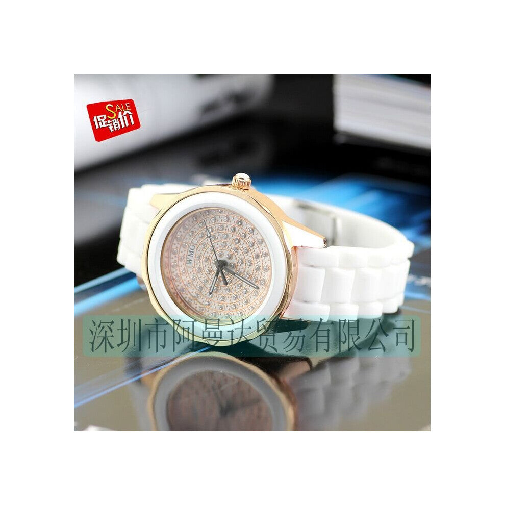 Women rhinestone watches Crystal Watch Women Ladies Dress Clock Quartz Silicone Strap Wristwatches