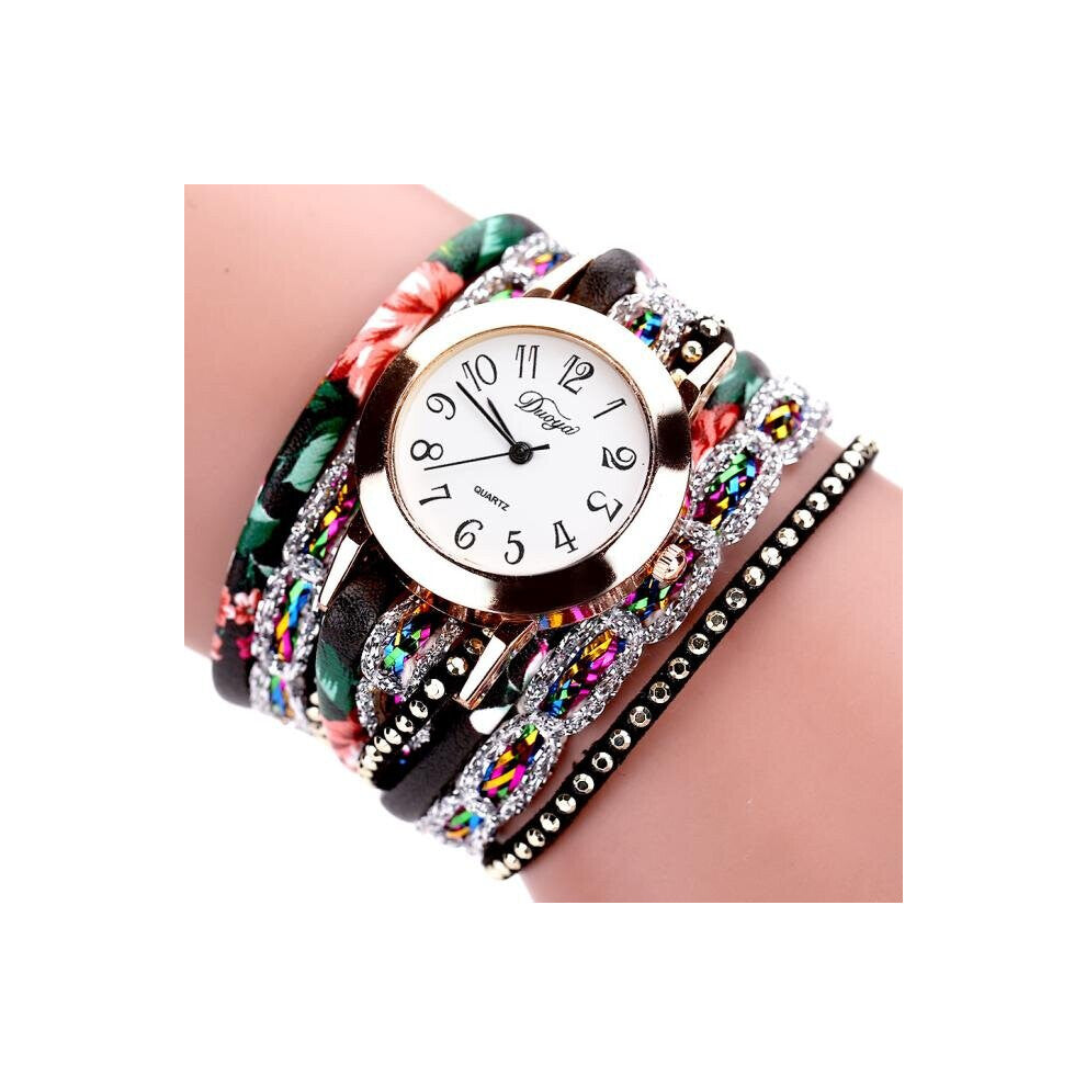 Watches Women Quartz Watch Bracelet Flower Gemstone Wristwatch Rhinestone Watch Ladies Quartz Wrist Watch Bracele