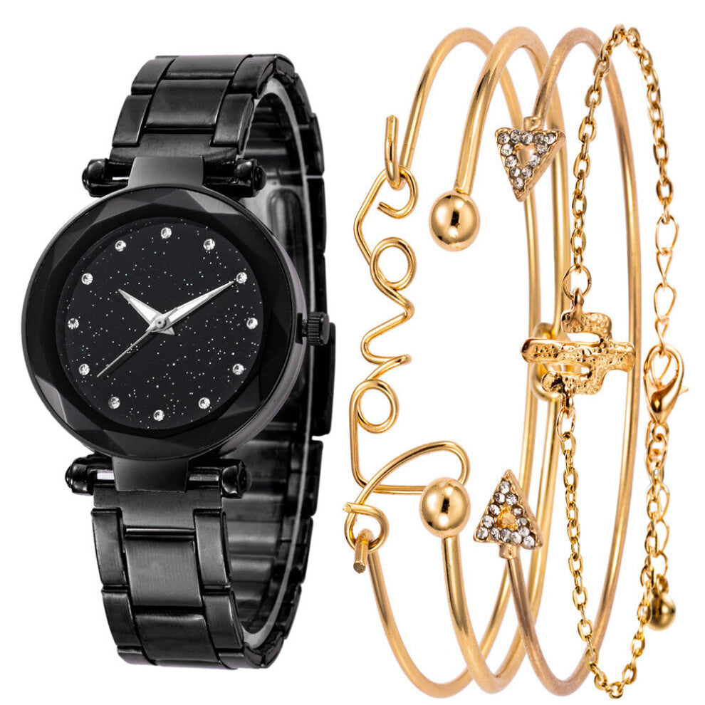 Casual Watches For Women Female Stainless Steel Strap Watch With 4 Bracelet Ladies Wrist Watch Clock Relogio