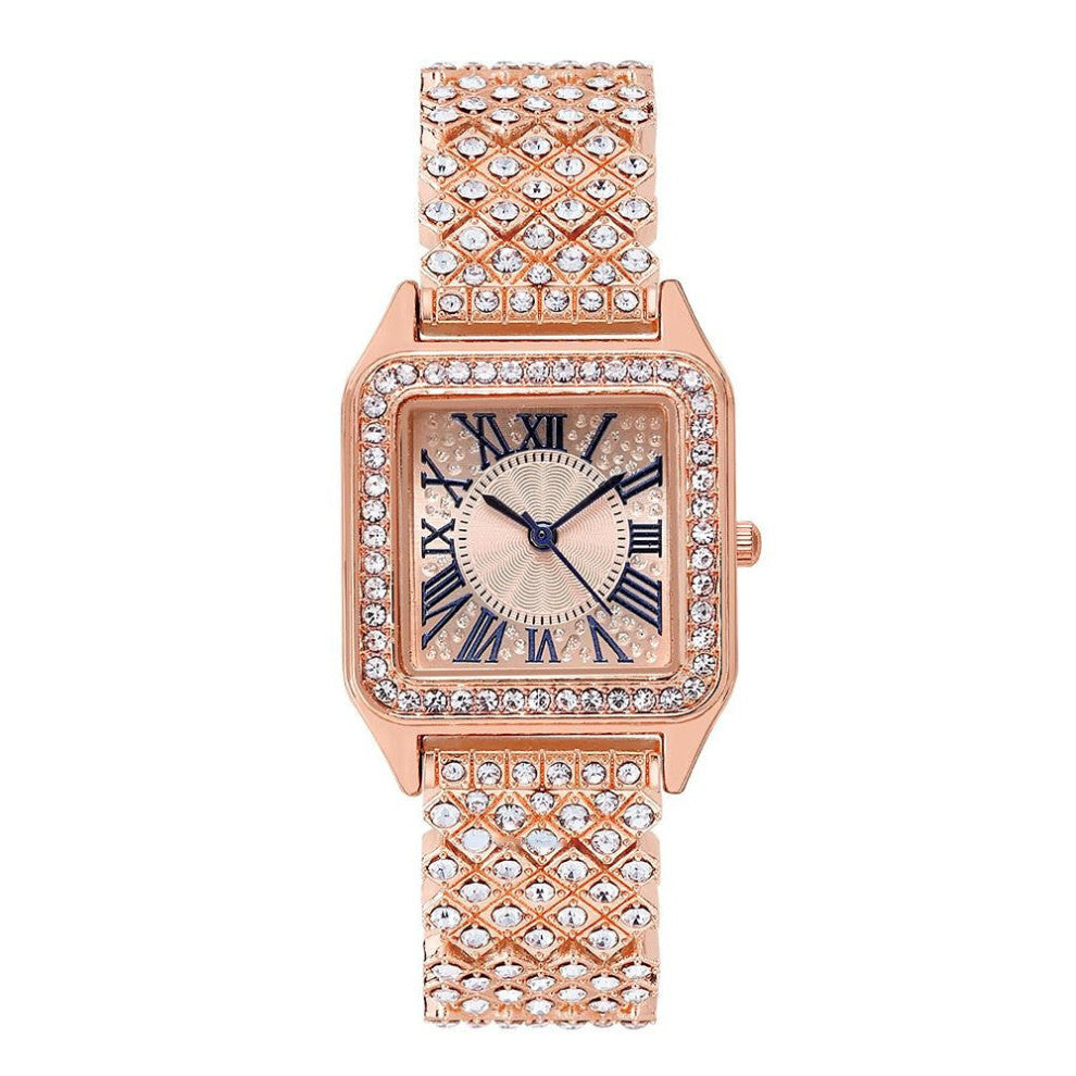 square Ladies watches Full Diamond Rome Women Quartz Watch Casual Stainless Steel Females Clock Wristwatche