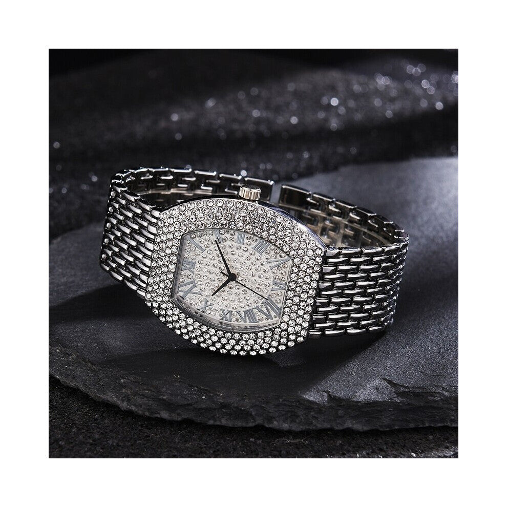 Reloj Rhinestone Watches For Women Big Dial Quartz Bracelet Stainless Stee Watches Ladies Dress Wristwatch Clock