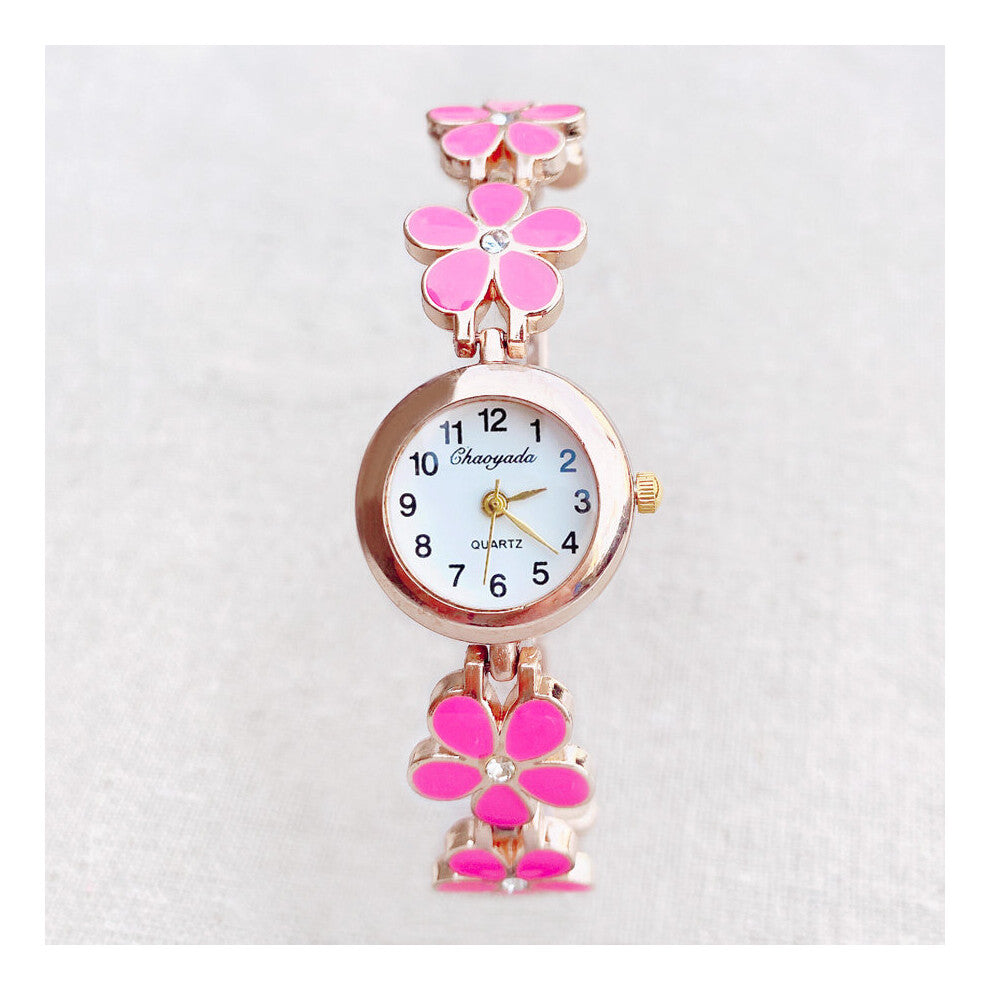 Watch Women Girl Flower Style Metal Alloy Band Quartz Bracelet Wrist Watches 942