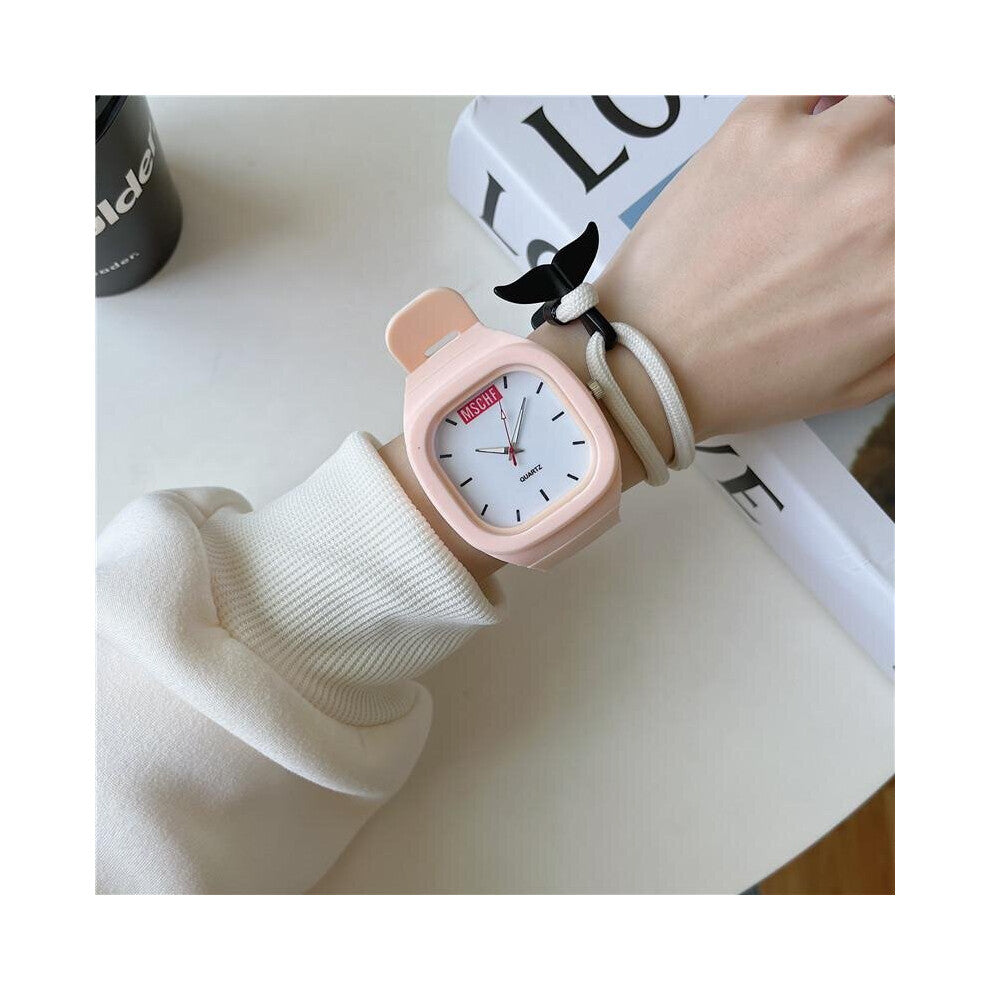 Square Quartz Digital Dial Casual Wrist Watches Rubber Strap Fashionable Clock Waterproof Wristwatch for Women