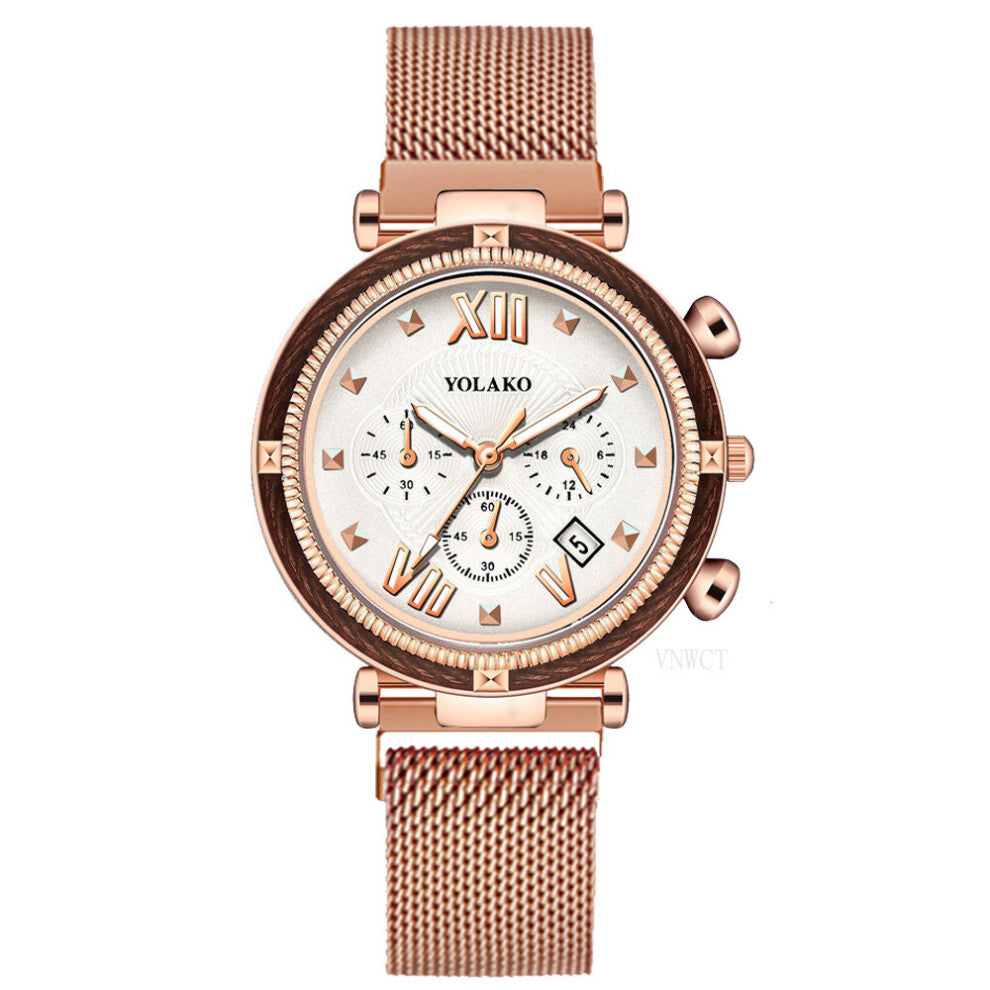 6PCS Set Watch Women Ring Necklace Earrings Rhinestone Wristwatch Female Casual Ladies Watches Bracelet Set Clock