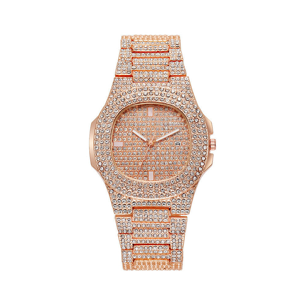 Gift Womens Watches Top Clock Nightclub Calendar diamond Quartz Casual Watch Stainless Steel Wristwatch Men